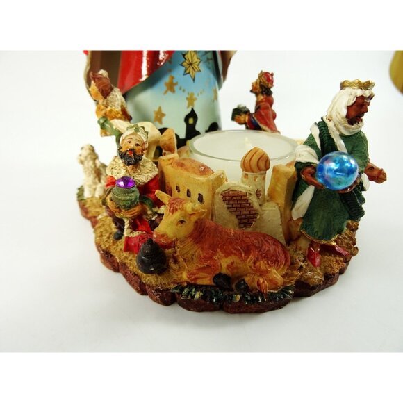 Nativity Statue Candle Holder Metalwork and Resin Virgin Mary Christmas Manger - Picture 6 of 15